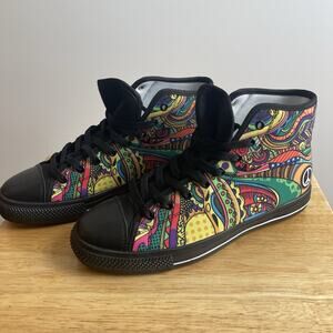 Colorful Peace Hippie High-Top Shoes Sneakers Sz 8 Men 10 Women Unisex Excellent